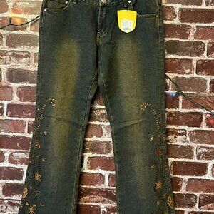 OK! Jeans Enigma Floral Embroidered Skinny Jeans Size 26